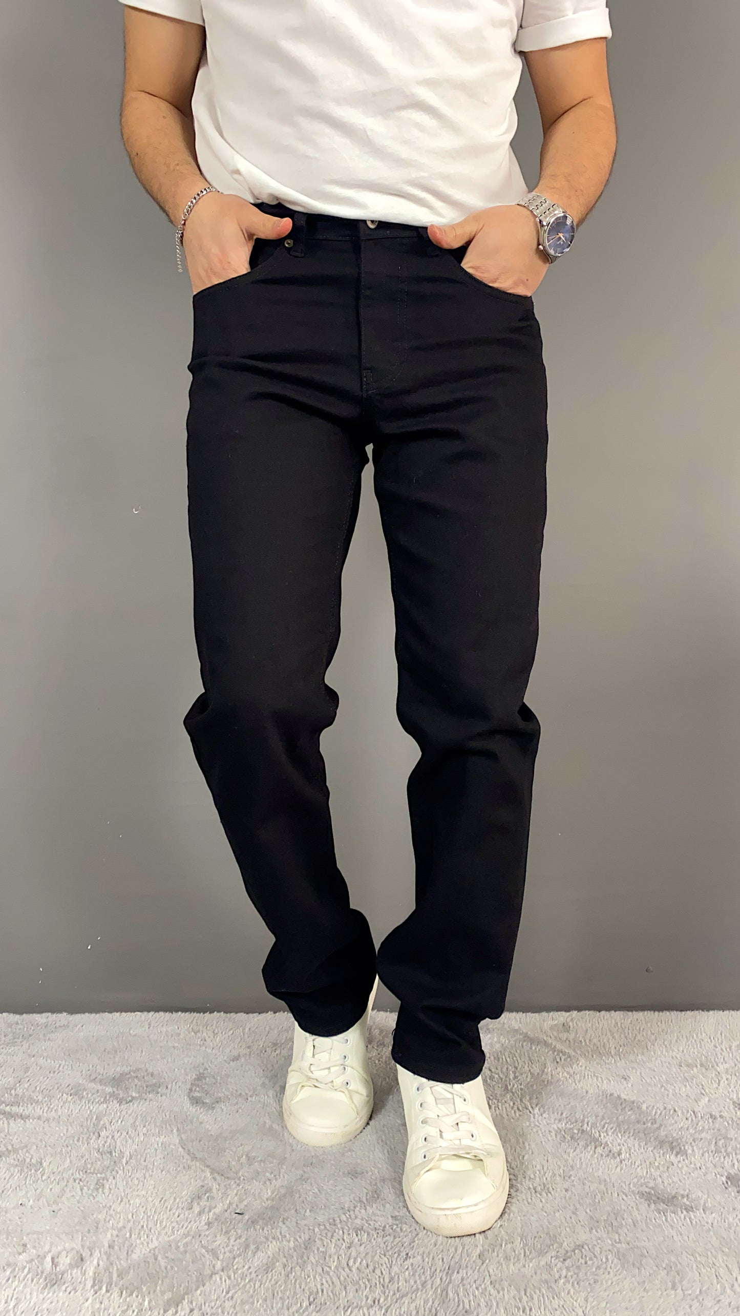 Siyah Regular Kalıp Kot Pantolon