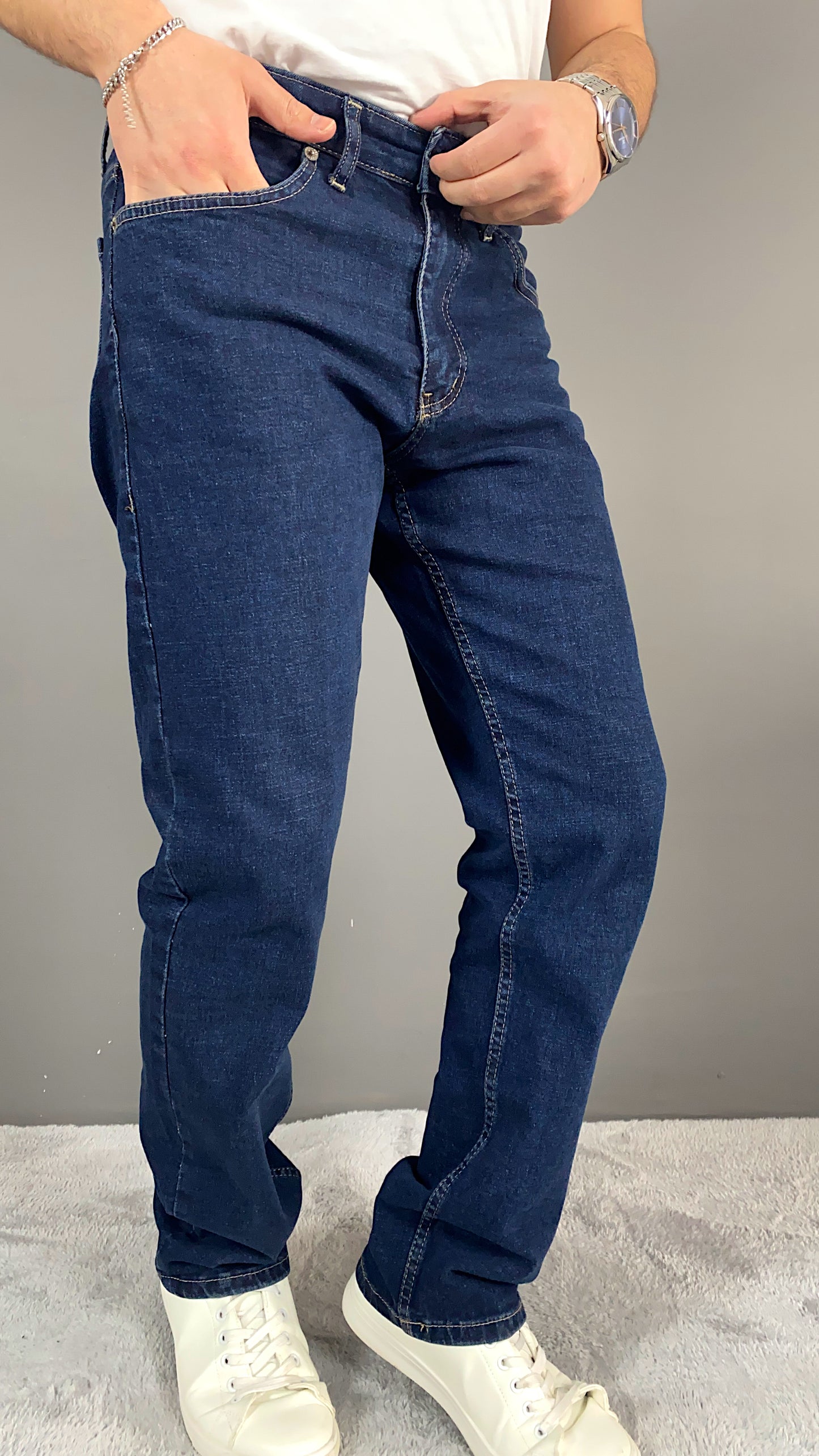 Lacivert Regular Kalıp Kot Pantolon