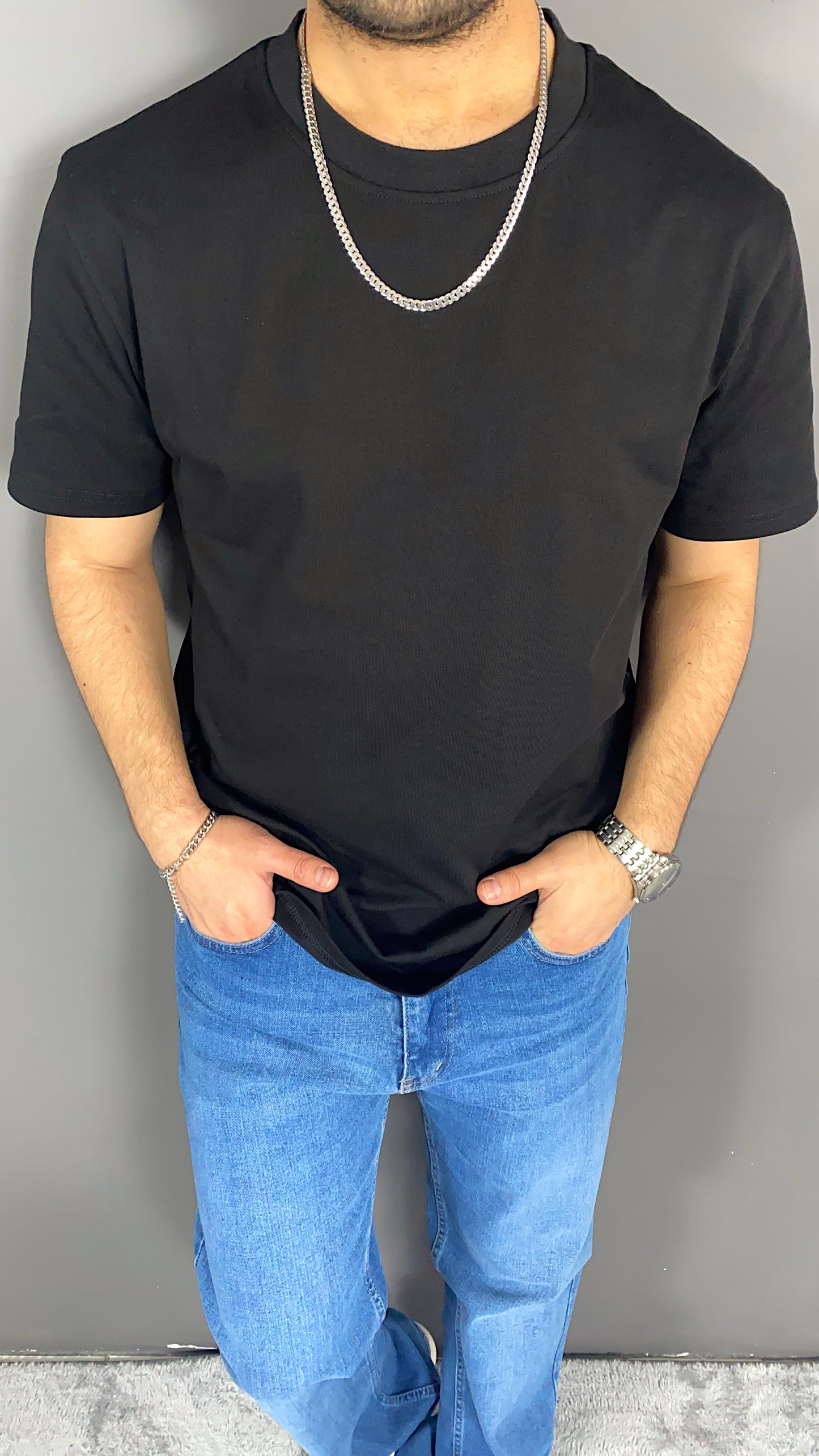 Siyah Regular Kalıp Basic Tshirt